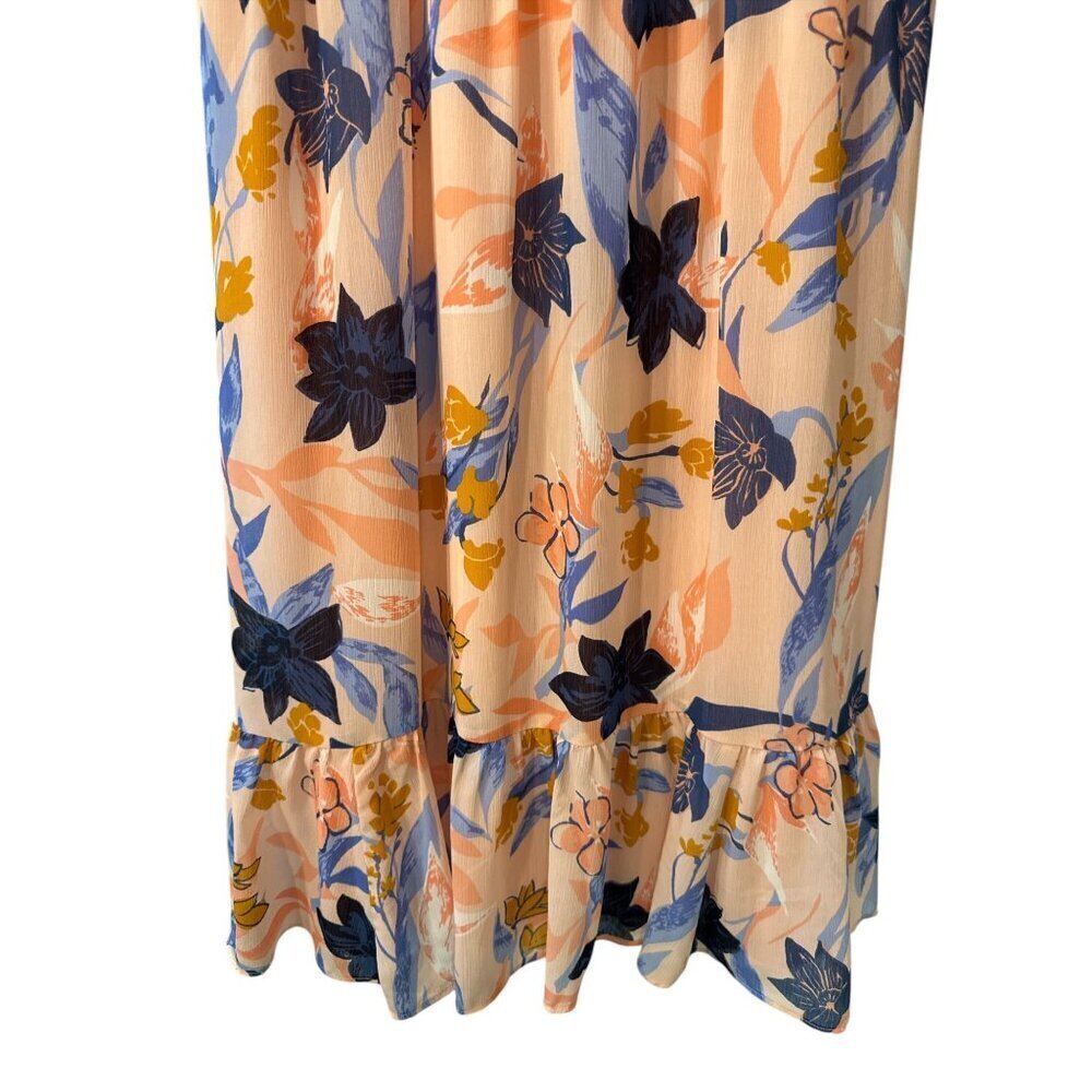 J. Crew Floral Crinkle Tiered  Pink Midi Dress Size  2, Pre-Owned EUC - Picture 2 of 6